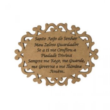 PLACA OVAL TRABALHADA ORACAO SANTO ANJO 21CM