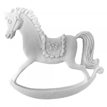 Aplique Cavalo de Balanço Resina G 11X14Cm