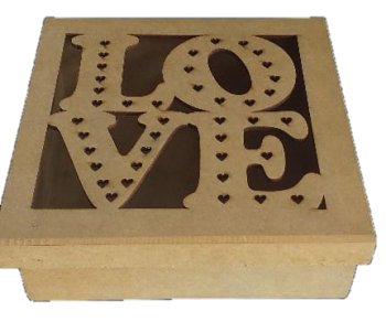 Caixa Laser Love em MDF 15 x 15 x 5 cm