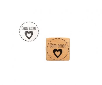 Carimbo com a frase Com amor 3x3cm