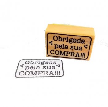 Carimbo com a frase Obrigada pela sua compra!!! 4x2,5cm