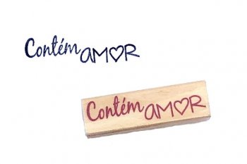 Carimbo com a frase Contém Amor 5x1,5cm