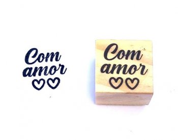 Carimbo com a frase Com amor 2x2cm