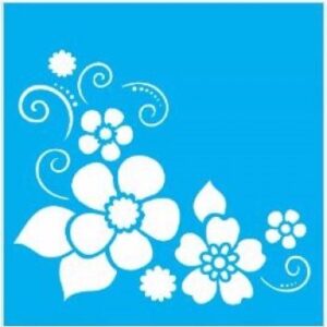 Stencil Cantoneira Flores III 14x14