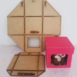 Gabarito para caixa de papel 10x10x10cm visor lateral e tampa